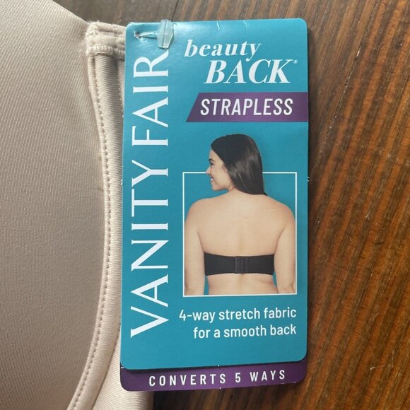 Vanity Fair Womens Beauty Back Underwire Smoothing Strapless Bra 42 G 74380 ROSE - Picture 2 of 11